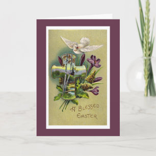 Festividades Vintage Páscoa Religiosa Cartão de Saudação Cruzad