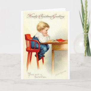 Festividades Vintage Pouting Christmas Boy Cartão de Natal