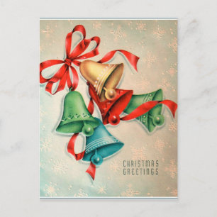 Festividades Vintage retro sinos de Natal Cartão postal de fé