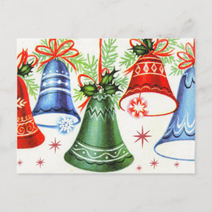 Festividades Vintage retro sinos de Natal Cartão postal de fé