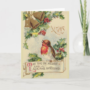 Festividades Vintage Robin Christmas - Cartão de saudação