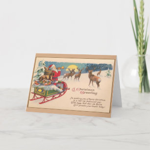 Festividades Vintage Santa Claus Cartão de Voto de Natal