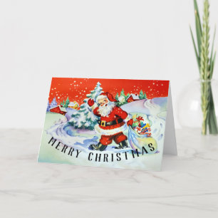 Festividades Vintage Santa Claus Cartão de Voto de Natal