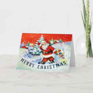 Festividades Vintage Santa Claus Cartão de Voto de Natal