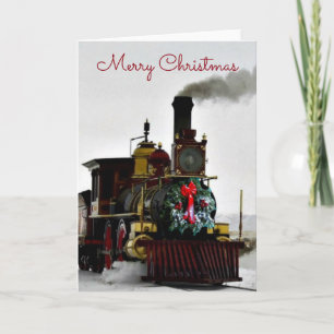 Festividades Vintage Train com Feliz Cartão de Saudação de N