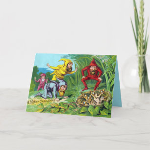 Festividades Vintage Victorian Gnomos Cartão de Natal