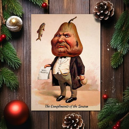 Festividades Vintage Victorian Grumpy Pear Head Cartão de Natal