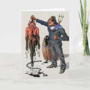 Festividades Vintage Victorian Krampus Cartão de Natal