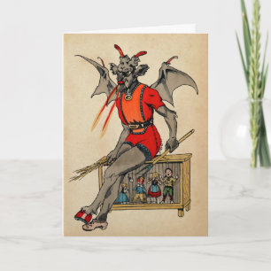Festividades Vintage Victorian Krampus Cartão de Natal