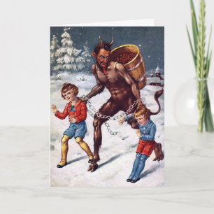 Festividades Vintage Victorian Krampus Cartão de Natal