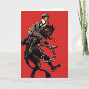 Festividades Vintage Victorian Krampus Cartão de Natal