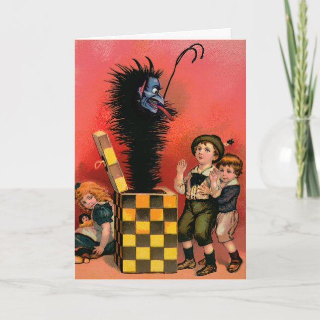 Festividades Vintage Victorian Krampus Cartão de Natal (Frente)