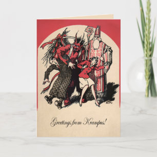 Festividades Vintage Victorian Krampus Cartão de Natal