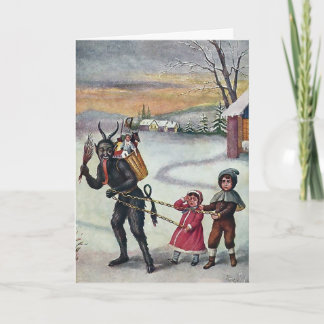 Festividades Vintage Victorian Krampus Cartão de Natal