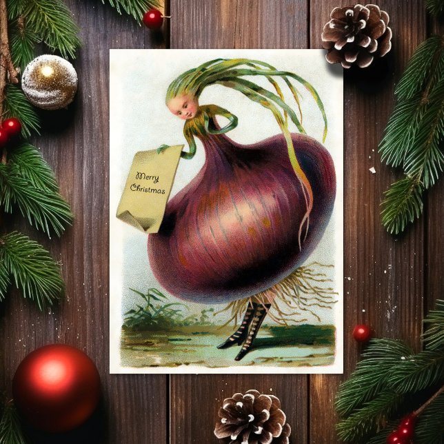 Festividades Vintage Victorian Onion Cartão de Natal (Criador carregado)
