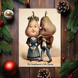 Festividades Vintage Victorian Pear Head Cartão de Natal