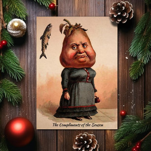 Festividades Vintage Victorian Pear Head Cartão de Natal