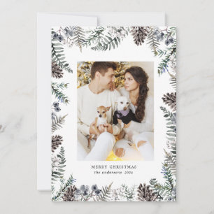 Festividades Vintage Winter Greenery Felry Cartão com fotos de