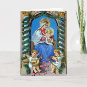 Festividades Virgem Maria, Anjos e Bebê - Cartão de Natal