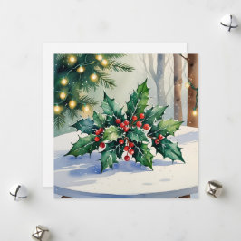 Festividades Visgo-de-Natal Cartão de Aquarela Feliz Natal