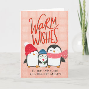Festividades Warm Deseja Cartão de Pinguim de Natal