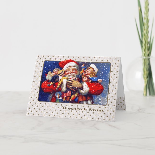 Festividades Wesołych Świąt. Cartão de Natal em polonês (Frente)