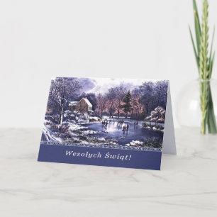 Festividades Wesołych Świąt. Cartão de Natal em polonês