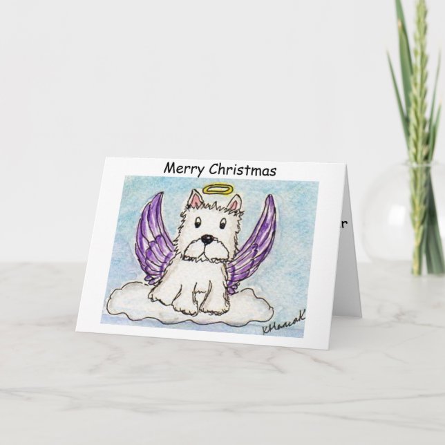 Festividades Westie Angel cartão de Natal - filha da esposa (Frente)