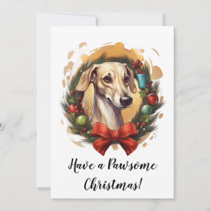 Festividades Whippet no Cartão de Natal de Wreath