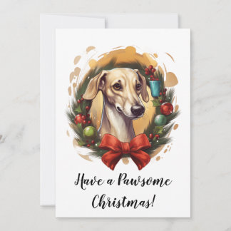 Festividades Whippet no Cartão de Natal de Wreath