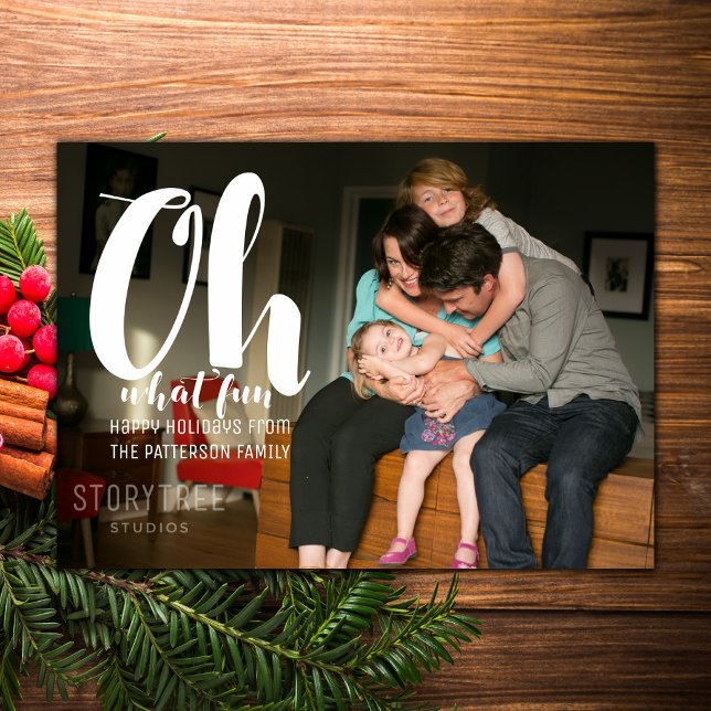 Festividades White Oh Que Cartão Plana De Foto De Feriado Diver (White Oh What Fun Holiday Photo Card)