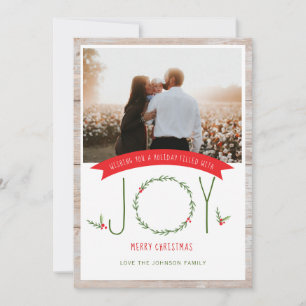 Festividades Woodsy Wreath Berries Joy Cartão de Natal