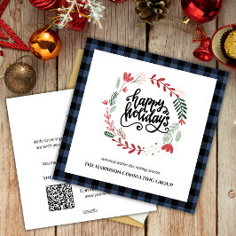 Festividades Xadrez azul Logotipo corporativo Cartão de Feriado