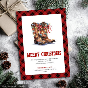 Festividades Xadrez buffalo vermelho de cartão de Natal ocident