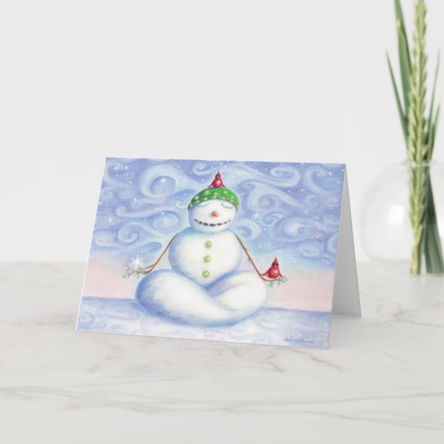 Festividades Yoga snowman: cartão de saudação por idyl wyld des (Frente)