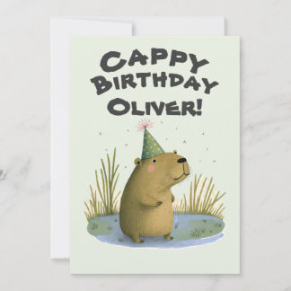 Festivo Capybara Birthday - Cartão de Saudação