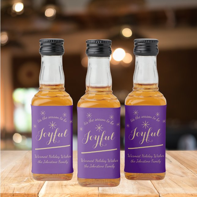 Festivo é a estação para ser alegre e elegante Min (Spice things up with a bunch of these Joyful and elegant purple and gold liquor bottle labels,)