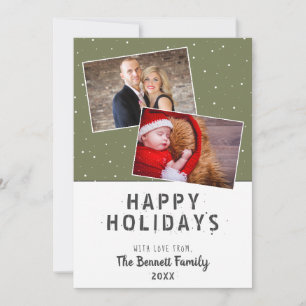Festivo Green Snowflake 2 Cartão de Natal Fotográf