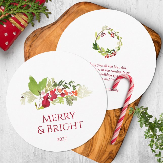 Festivo Holly Berry e Cartão de Água Evergreen (Criador carregado)