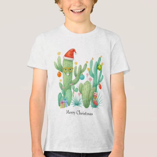 Festivo Natal Cactus com Papai Noel e Ornamento (Frente)