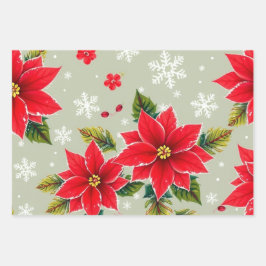 Festivo Red Poinsettia e Floco de Neve
