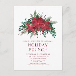 Festivo Red Poinsettias Holiday Brunay Convite
