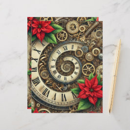 Festivo Steampunk Spiral Clocos e Poinsettia