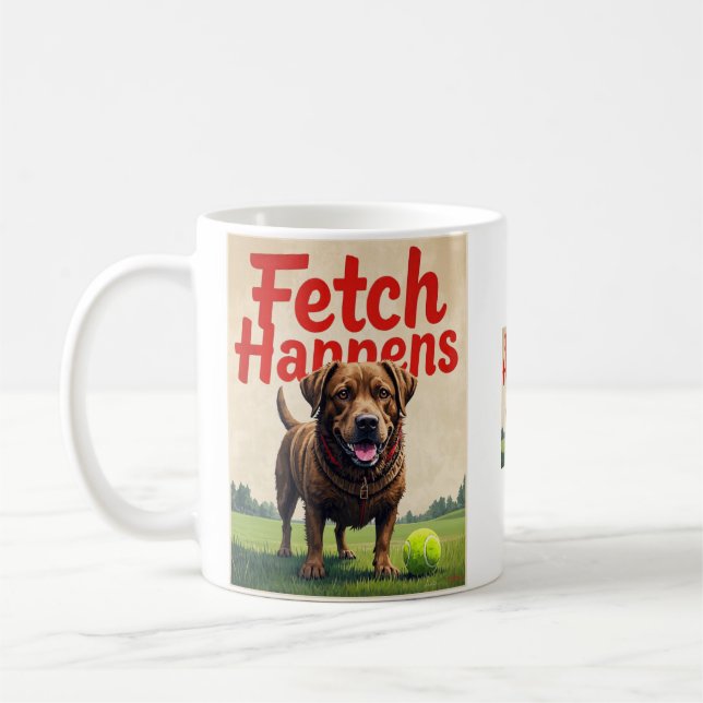 Fetch Acontece Uma caneca de café humorada (Esquerda)