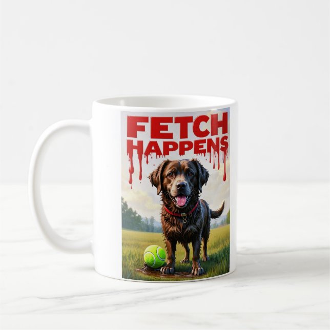 Fetch Acontece Uma caneca de café humorada (Esquerda)