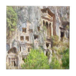 Fethiye Antigos Tombs Lycian Watercolor