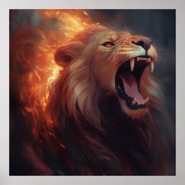 Feu de poster Lion (Frente)