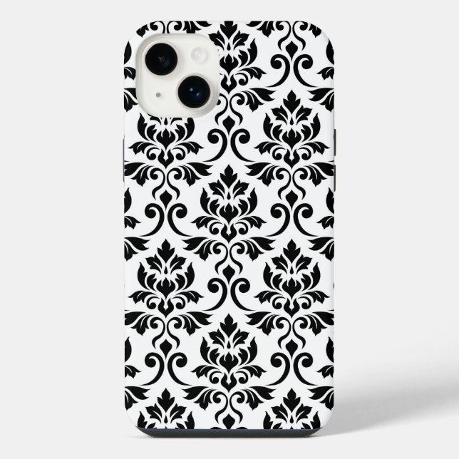 Feuille Damask Lg Patterno Preto em Branco (Verso)
