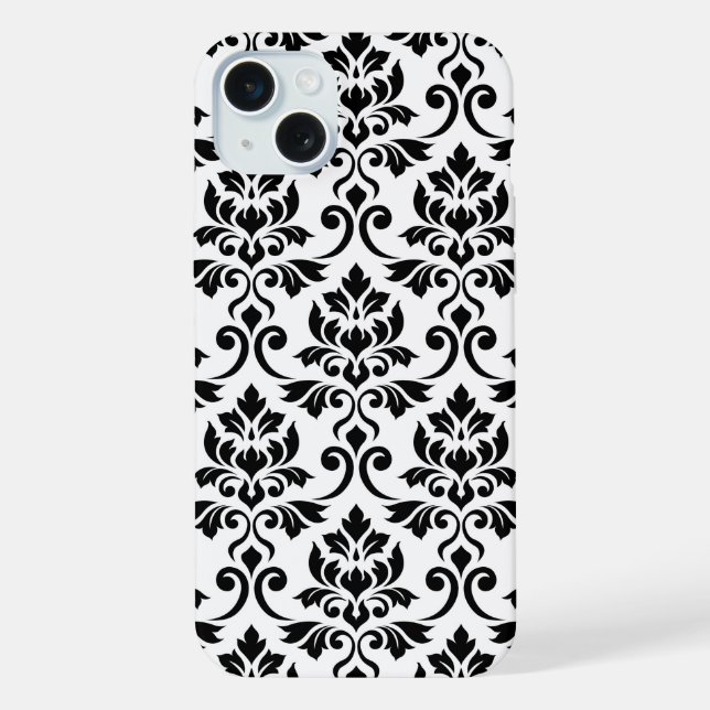 Feuille Damask Lg Patterno Preto em Branco (Verso)