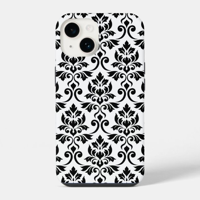 Feuille Damask Lg Patterno Preto em Branco (Verso)